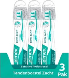 Elmex Sensitive Professional Zachte Tandenborstel Extra Soft 3 Stuks Voordeelverpakking