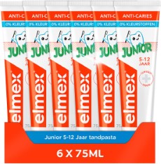 Elmex Junior 5 12 jaar Kindertandpasta 6 x 75ml Voordeelverpakking