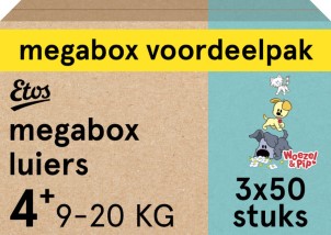 Etos Woezel en Pip Luiers Maxi Plus Maat 4 plus 9 20 kg Maandbox 150 stuks
