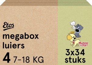 Etos Woezel en Pip Luiers Maxi Maat 4 7 18 kg Megabox 102 stuks