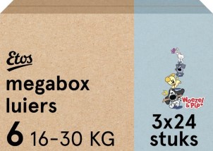 Etos Woezel en Pip Luiers XL Maat 6 16 30 kg Megabox 72 stuks