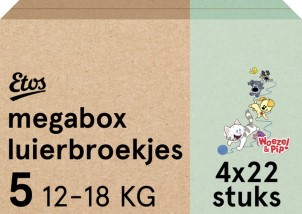 Etos Luierbroekjes Woezel en Pip Maat 5 12 tot 18 kg Megabox 88 stuks