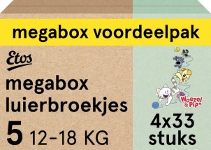 Etos Luierbroekjes Woezel en Pip Maat 5 12 tot 18 kg Megabox Voordeelpak 132 stuks
