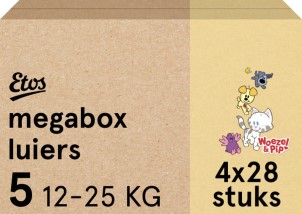 Etos Luiers Woezel en Pip Maat 5 12 tot 25kg Megabox 112 stuks