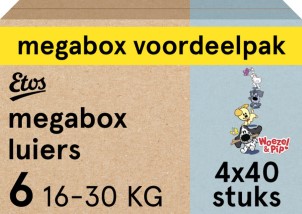 Etos Luiers Woezel en Pip Maat 6 16 tot 30kg Megabox Voordeelpak 160 stuks