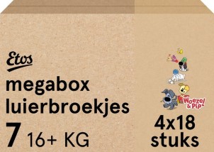 Etos Luierbroekjes Woezel en Pip Maat 7 16 plus kg Megabox 72 stuks 4x18