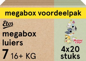 Etos Luiers Woezel en Pip Maat 7 16 plus kg Megabox Voordeelpak 80 stuks