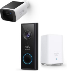 Eufy Security Wireless Video Doorbell 2K plus Eufy security S220 SoloCam On Device AI for Human Detection Solar Security Camera Wireless Outdoor Camera Forever Power