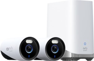 Eufy Security EufyCam E330 2 Cam Kit Wired Security Camera Outdoor Security Camera System Wi Fi NVR 24|7 Recording 4K Camera with Enhanced Wi Fi Face Recognition AI