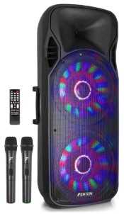 Fenton FT215LED dubbele 15 inch karaoke speaker 1600W met draadloze