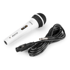 Fenton DM100W witte dynamische microfoon voor o.a. karaoke en DJ s