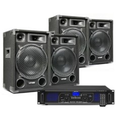 Fenton DJ speakerset met 4x MAX12 speakers en Bluetooth versterker 2800W