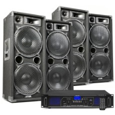 Fenton DJ speakerset met 4x MAX212 speakers en Bluetooth versterker 5600W