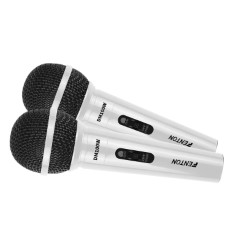 Fenton DM100W Set van 2 witte microfoons voor o.a. karaoke en DJ s