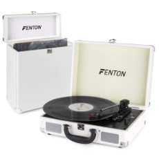 Fenton RP115D platenspeler met Bluetooth en bijpassende koffer Wit
