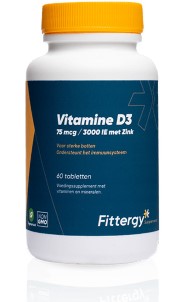 Fittergy Vitamine D3 75 mcg met Zink 60 tabletten