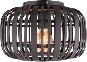 Freelight Treccia plafondlamp met bamboe kap 34 cm excl. E27 lichtbron zwart
