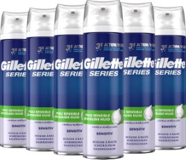 Gillette Scheerschuim Mannen voor Gevoelige Huid 6x250ml Voordeelverpakking