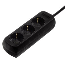 Hama 3 Way Power Strip With Child Safety Feature 3 M Black