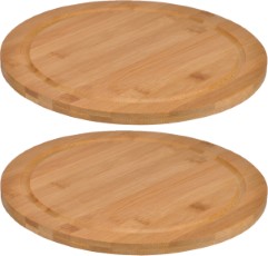 Hi Set van 2x stuks bamboe broodplank|serveerplank|snijplank rond 25 cm