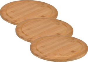 Hi Set van 3x stuks bamboe broodplank|serveerplank|snijplank rond 25 cm