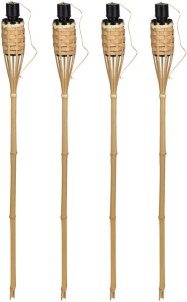 Hi Bamboe gevlochten tuinfakkels 90 cm Tuinfakkel navulbaar 4 stuks