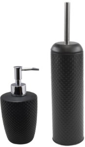 Hi WC |toiletborstel en houder kunststof zwart met zeeppompje 400 ml