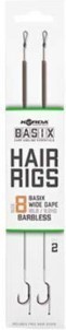 Korda Basix Hair Rigs Wide Gape Barbless Onderlijn 18lb Haakmaat 8 Groen