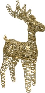 Lumineo Sierlijke gouden glitter hert met LED verlichting voor binnen 55CM