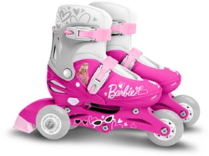 Mattel Barbie 2 in 1 Skates Hardboot Verstelbaar Roze|Wit maat 27 30