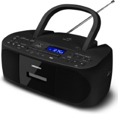 Medion E65010 draagbare stereo radio FM CD MP3 USB Cassette AUX in 2x3 Watt Zwart