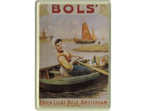 Blikken reclamebord Erven Lucas Bols Amsterdam 8x11 cm