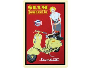 Blikken reclamebord Lambretta Siam 10x15 cm