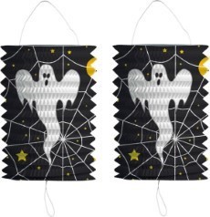 3x stuks ronde lampion 16 cm spook Halloween trick or treat lampionnen versiering treklampion