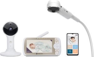 Motorola Nursery Babyfoon VM65X Connect Wit Video Babyfoon met Motorola Nursery App 5 inch Monitor Nachtvisie Flexibele Wieghouder