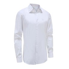 Ollies Fashion Overhemd heren wit met speelse rood witte trim 45|46