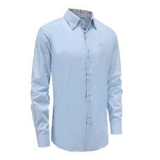 Ollies Fashion Overhemd heren lichtblauw dubbele kraag 45|46