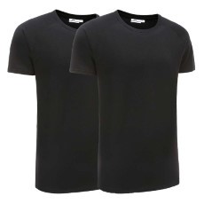 Ollies Fashion T|Shirt heren zwart basic 2 pack L