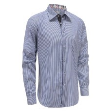 Ollies Fashion Overhemd heren blauw wit streep met borstzak 39|40