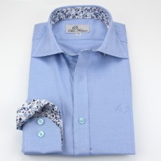 Ollies Fashion Overhemd heren lichtblauw wit twill 49|50