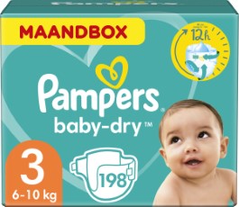 Pampers Baby Dry Luiers Maat 3 6 10 kg 198 stuks Maandbox