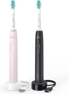 Philips Sonicare Series 3100 HX3675|15 Elektrische tandenborstel Zwart en Roze Duopack