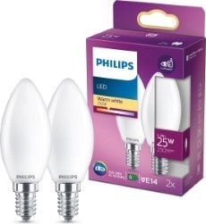 Philips energiezuinige LED Kaars Mat 25 W E14 warmwit licht 2 stuks Bespaar op energiekosten