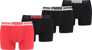 Puma boxershorts Placed Logo 4 pack Zwart|Rood XL