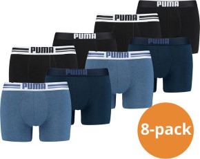 Puma Boxershorts Placed Logo 8 pack Denim|Zwart XL