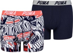Puma Boys AOP Boxershorts Navy|Red 2 pack 170 176