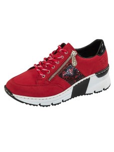 Rieker Sneaker in nubucklook Rood|Zwart Size 36