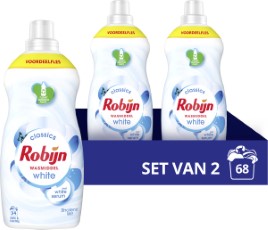 Robijn Klein en Krachtig Classics Stralend Wit Vloeibaar Wasmiddel 2 x 34 wasbeurten Voordeelverpakking