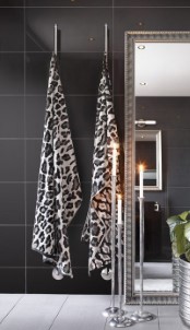 Sizland Dezign Handdoeken Handdoek katoen Badlaken Leopard, zwart en grijs Badhanddoeken 70x140