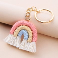 1pcs Rainbow Shape Keychain Bag Accessories Bag Car Pendant Knitting Keychain For Girls